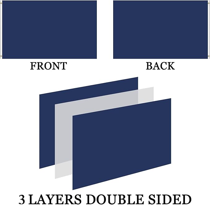 Embroidered Navy Emblem Flag Double Sided 3x5 Outdoor- 300D Heavy Duty Nylon- Military 3x5 Navy Outdoor Banner Flag- Brass Grommets & 4 Rows Stitched