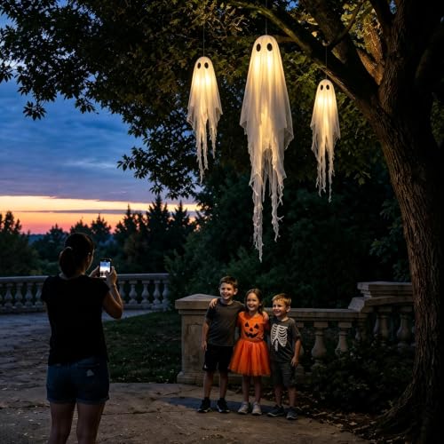 3 Packs Halloween Decorations Outdoor (3PK-HANGING-GHOST)