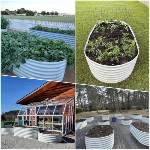 Anleolife 8x4x2ft Oval Deep Root Raised Garden Bed Kit (Antique White-oval Round / 96x48x24'' Tall)