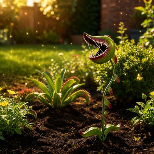 Whimsical Metal Carnivorous Plant Garden Stake (E)