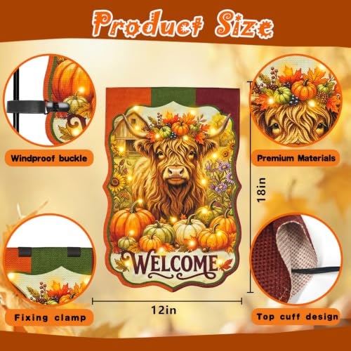 Thanksgiving Garden Flag (Fall Cow / 12x18 Inch)