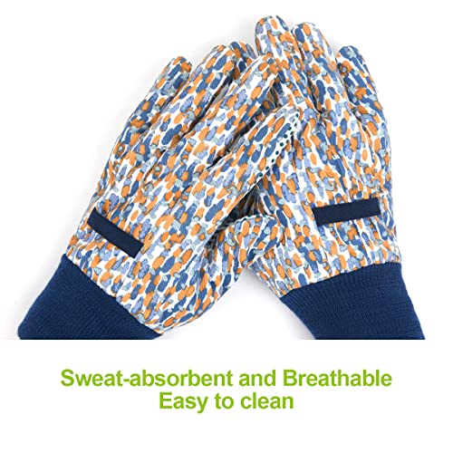 Floral Gardening Gloves for Women (2 Pairs - Dark Green Flowers)