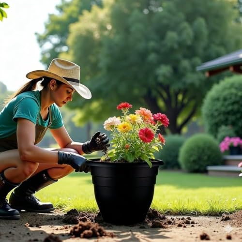 6 Pack 16 Inch Large Plant Pots (Black / 16 inch)