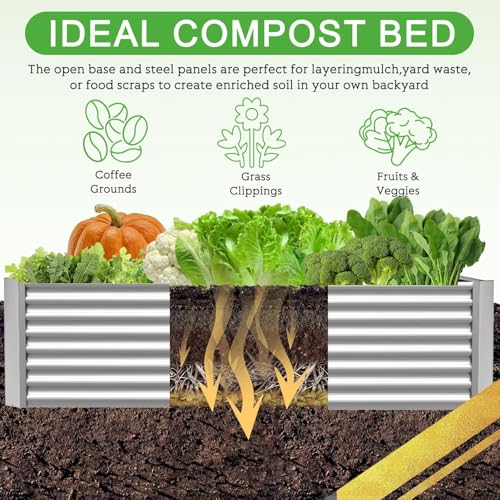 3pcs 6x3ft Galvanized Raised Garden Bed Outdoor (6 x 3 ft)