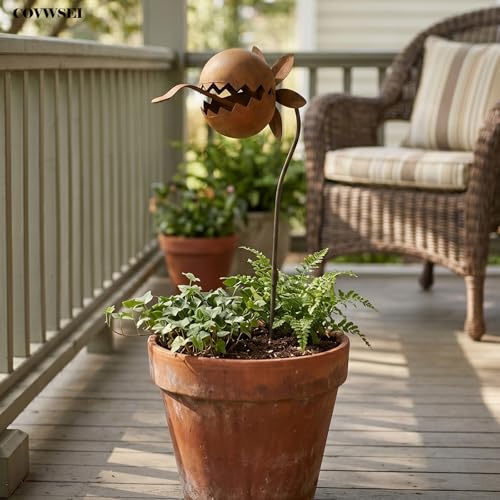24 Inch Metal Flowers Venus Fly Trap Stakes Carnivorous Plant Garden Decor (Brown a)