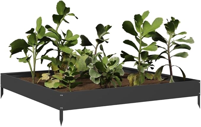 Garden Raised Bed Black Steel 39.4x39.4x7.3 Inch, Square Outdoor Planter Box for Vegetables, Herbs, Flowers, Durable Metal Garden Beds