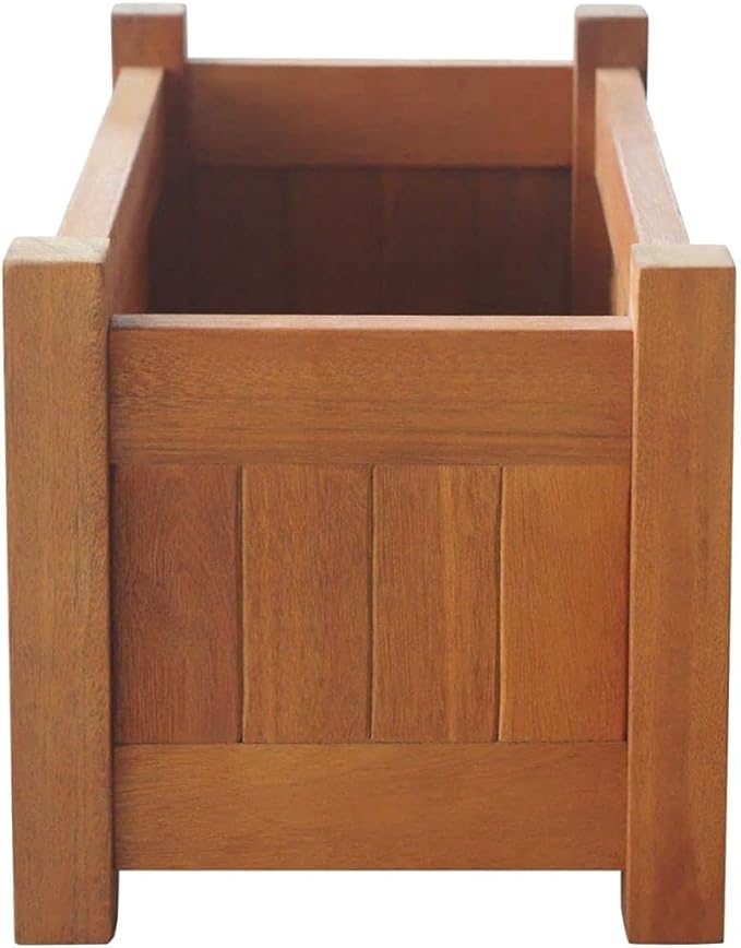 Outdoor Garden Raised Planter Box, Backyard Patio Planter Raised Beds for Flowers, Herbs, Fruits Garden Raised Bed Acacia Wood 19.7"x9.8"x9.8" [Lightning Shipping]