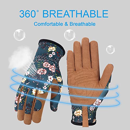 Gardening Gloves for Women (Brown+green)
