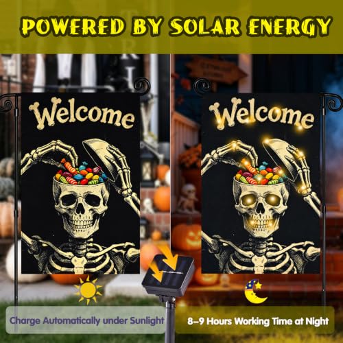 Halloween Lighted Garden Flag (Multicolor Skeleton / 12x18 Inch)