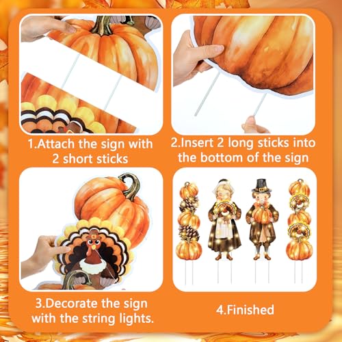 4 Pcs Fall Thanksgiving Yard Decorations Outdoor (Thanksgiving)