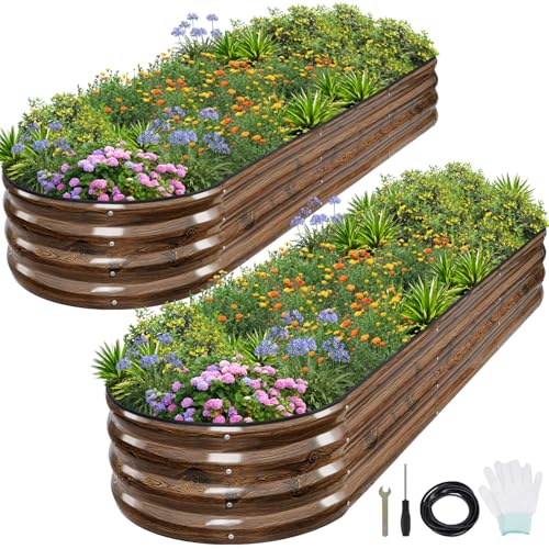 Galvanized Raised Garden Bed Outdoor (Grain / 8×2×1ft（2pcs）)