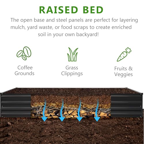 2PCS 8x4x1ft Galvanized Raised Garden Bed Kit (Black / 8x4x1(2PCS))