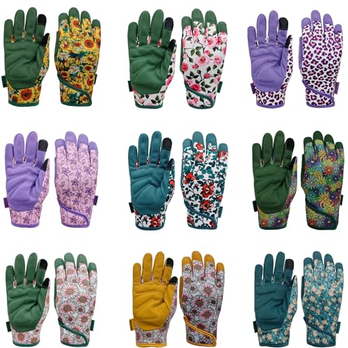 Women Garden Gloves (1 Pair Per Pack-lake Blue-florals / Medium)