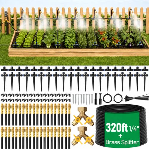 320FT Drip Irrigation System with Brass Splitter & Copper Nozzles (320FT)