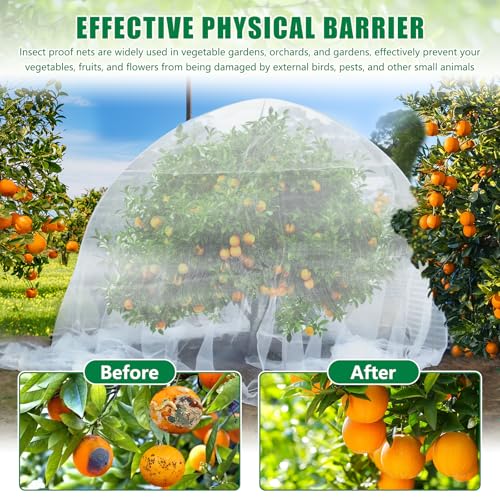 10 X 50 FT Breathable Garden Mesh Netting Pest Barrier for Raised Beds (White Netting / 10x50ft)