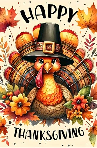 Fall Thanksgiving Turkey Garden Flag 12 x 18 inch Double Sided Outside decorations (#10)