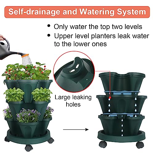 Vertical Planter Tower (Green / 3 Tier)