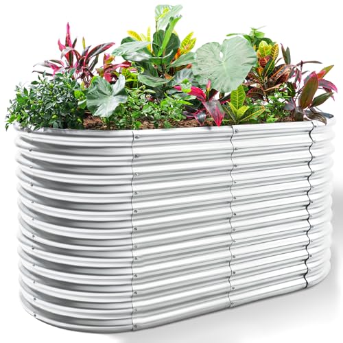 6x3x3ft Oval Galvanized Raised Garden Beds (Classic Silver / 6x3x3ft)