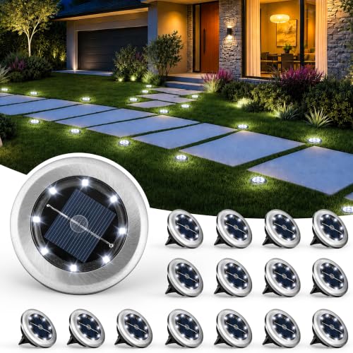16 Pack Small Solar Ground Lights (16 Pack / Cool White)
