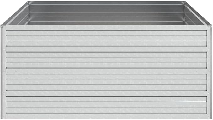 Garden Raised Bed Silver Galvanized Steel, 39.4x39.4x17.7 in Square Outdoor Planter for Vegetables, Flowers, Durable Metal Garden Beds