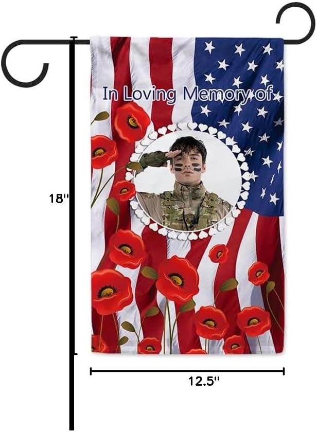 in Loving Memory of Our Hero Memorial Day Garden Flag Poppy American Patriotic 12.5 x 18 Inch Vertical Double Sized 4th of July Independence Day Yard Outdoor Decoration