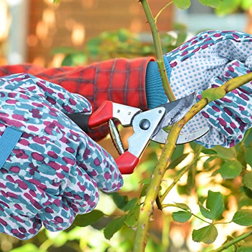 Floral Gardening Gloves for Women (2 Pairs - Dark Green Flowers)
