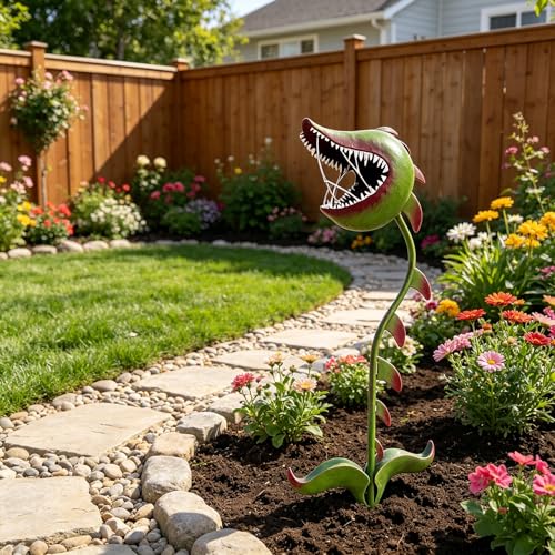 Whimsical Metal Carnivorous Plant Garden Stake (E)