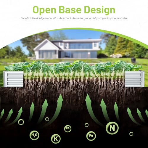 2PCS 4x2x1FT Galvanized Raised Garden Bed (4x2x1(2PCS) / Silver)