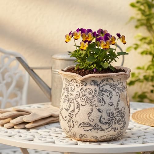 Ceramic Pots for Plants (Gray Swirls)