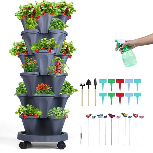 Vertical Planter Tower (Dark Gray / 6 Tier)