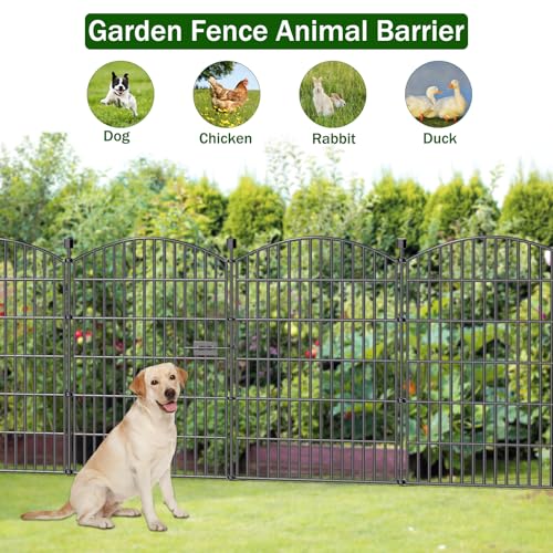 5 Panel No Dig Decorative Garden Fence with Gate 40" H x 11.8'L Dog Barrier (40 in(H) X 11.8 ft(L))