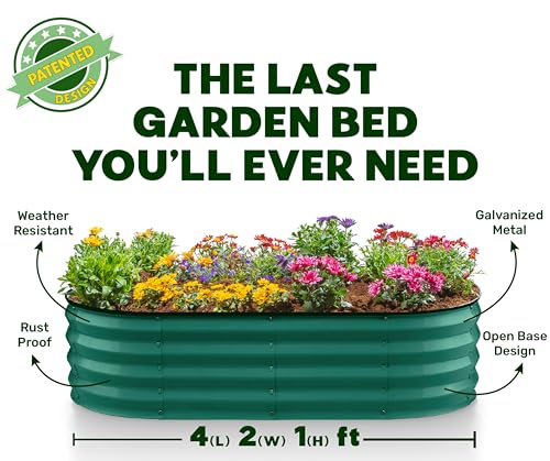 Galvanized Raised Garden Beds Outdoor (Dark Green)