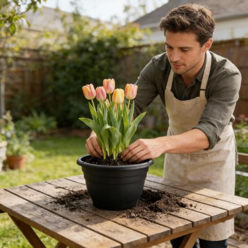 15 Pack 11 Inch Plant Pots with Drainage Holes (Black Pack of 15 / 11 inch)