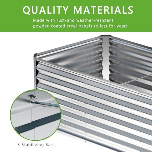 4x2x2FT Galvanized Raised Garden Bed (4x2x2FT(1PCS) / Silver)