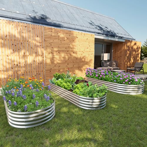 2PCS 8x2x1ft Galvanized Metal Raised Garden Bed Kit (8x2x1(2PCS) / Silver)