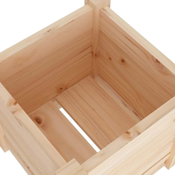 Garden Planters 2 pcs 12.2"x12.2"x12.2" Solid Wood Pine Planter Boxes for Outdoor Garden Patio Vegetable Flower Beds Raised Planter Box with Drainage for DIY Garden Decor