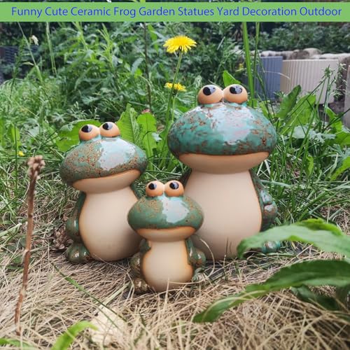 Ceramic Frog Garden Decor Set of 3