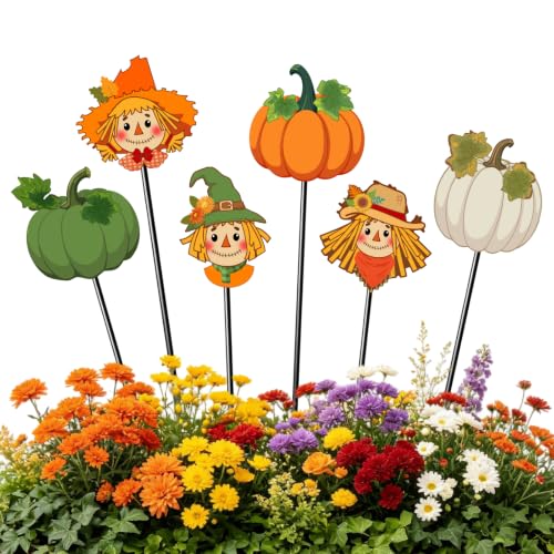 6 Pcs Fall Metal Garden Stakes 12" Fall Outdoor Decor for Home