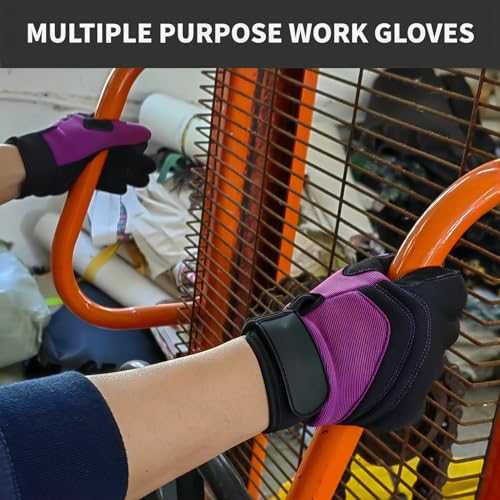 2 Pairs Spandex Work Gloves (2 Pairs Per Pack-purple Work Gloves / Medium)
