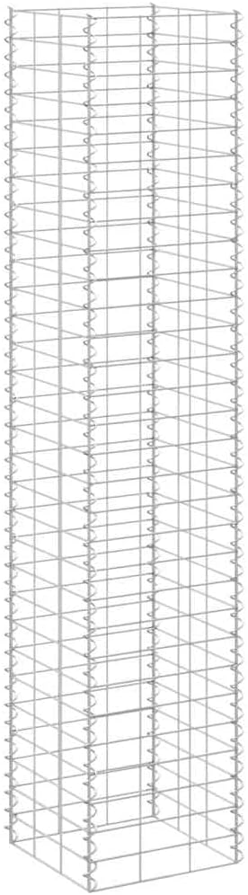 Gabion Raised Bed, Silver Iron Extra Tall Planters for Outdoor Plants, 11.8x11.8x59.1 Inch Garden Bed, 3-Pack Raised Beds for Gardening, Outdoor Planter Box