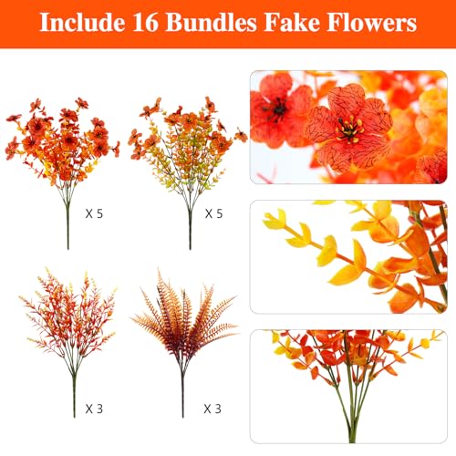 16PCS Artifcial Fall Flowers (Mix Fall / 16PCS)