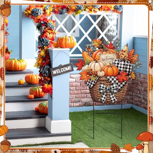 Fall Outdoor Decor Metal Garden Stake Autumn Welcome Yard Sign (Thanksgiving)