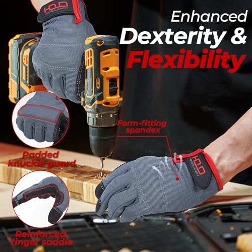 Mens Work Gloves Touch screen (Grey (1 Pair) / Large)