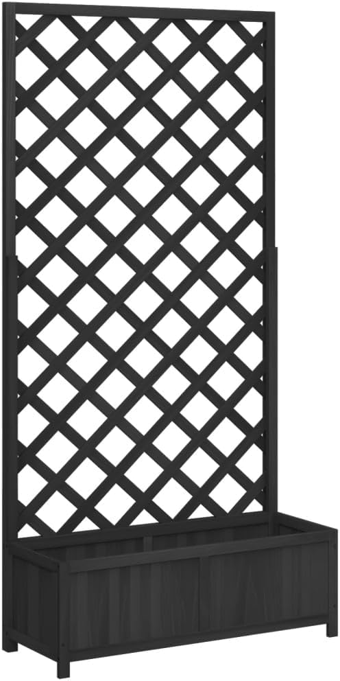 Planter with Trellis, Patio planters Standing Planter Gardening Box Raised Flower Bed Suitable for Nursery Orchard Courtyard Corridor Black Solid Wood Fir