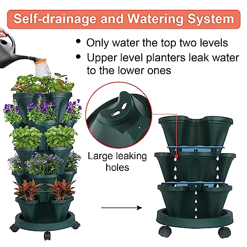 Vertical Planter Tower (Green / 5 Tier)