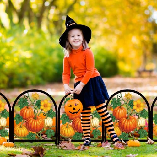 6 Pack Fall Pumpkin Decorative Garden Fence (Pumpkin)