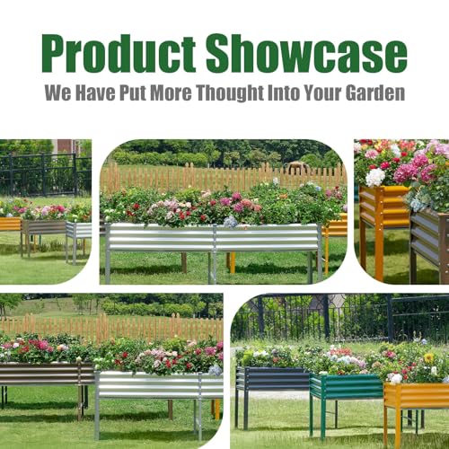 Galvanized Raised Garden Bed with Legs (Silver / 96×24×32in)