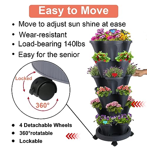 Vertical Planter Tower (Dark Gray / 6 Tier)