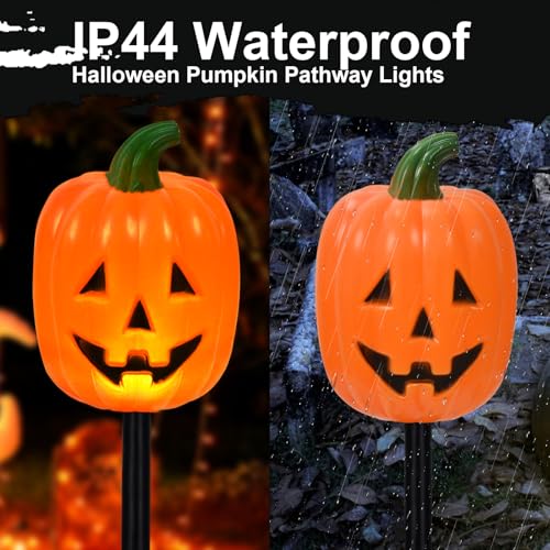 Halloween Solar Pathway Lights Outdoor (Long Pumpkin / 20-Pack)
