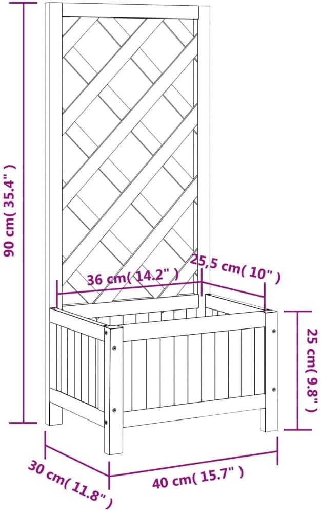 Planter with Trellis, Patio planters Raised Flower Bed Gardening Box Standing Planter Suitable for Nursery Courtyard Orchard Corridor Brown Solid Wood Fir